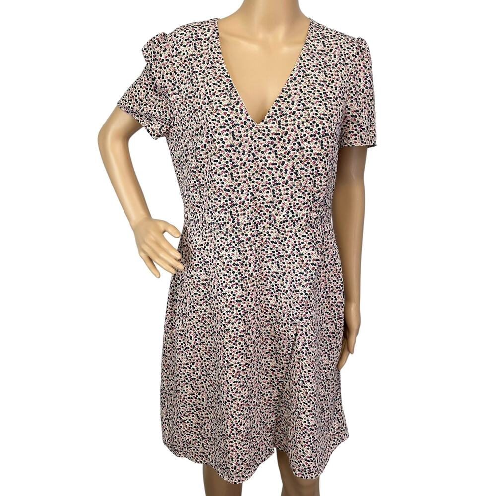 J. Crew Mercantile Wrap Front Mini Dress Floral J6370 Size 10 - Picture 2 of 11